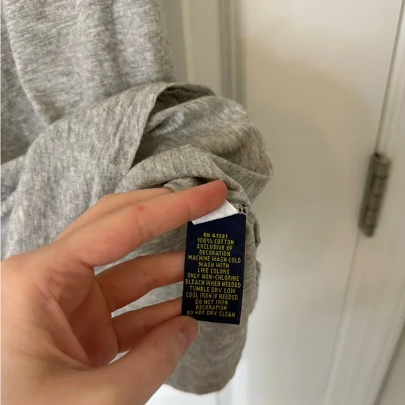 Polo by Ralph Lauren Heather Gray V-Neck Tee with Blue Logo - Picture 4 of 5